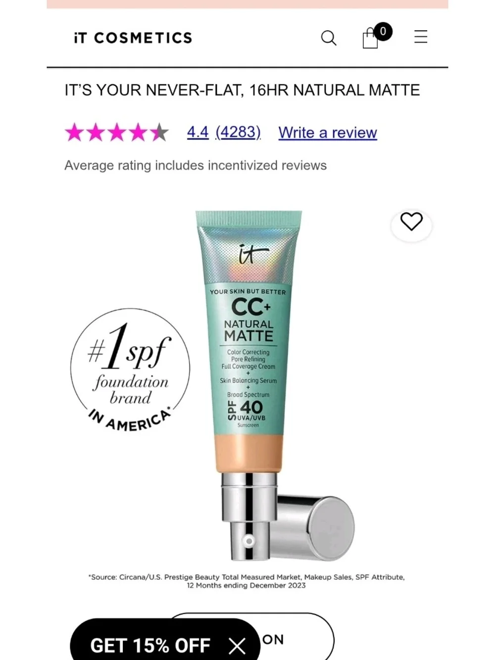 it cosmetics CC+ Radiance Ombre Blush Peach Coral Duo Foudation In Fair & brush